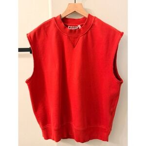 Weekday Sleeveless Sweatshirt Mens Medium Red Crew Neck Vest Streetwear
